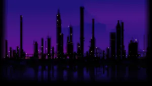 Dark Purple City Silhouette Wallpaper