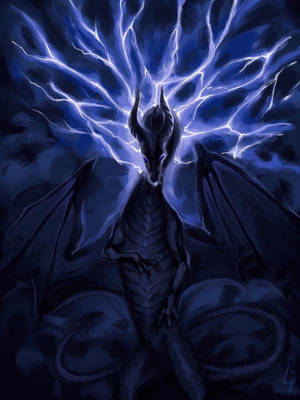 Dark Purple Lightning Dragon Wallpaper