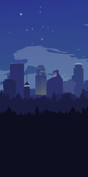 Dark Purple Seattle Digital Painting Wallpaper