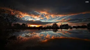 Dark Sunset Reflection Wallpaper