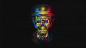 Dark Trippy Skeleton In Formalwear Wallpaper
