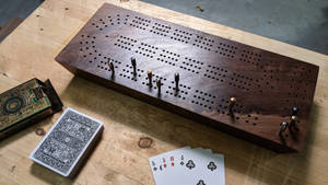 Dark Wood Old Cribbage Set Cards Wallpaper