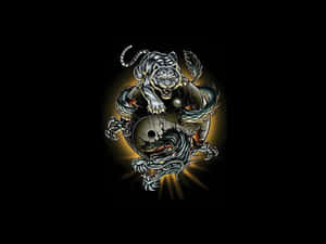 Dark Yin Yang 4k With Tiger And Dragon Wallpaper