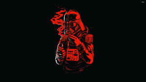 Darth Vader Smoking In Red Wallpaper