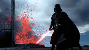 Darth Vader Walking With Lava Wallpaper