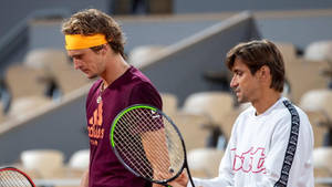 David Ferrer Competes Against Alex Zverev In A Tenacious Tennis Match Wallpaper