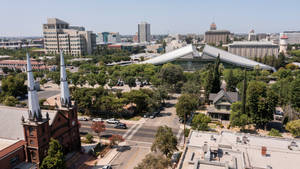 Daytime Aerial Photo Of Fresno Wallpaper