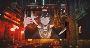 Dazai Against A Glowing City Wallpaper