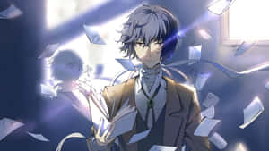 Dazai Osamu Aesthetic Anime Book Flying Papers Wallpaper