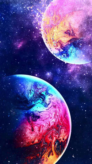 Dazzling Collision Of Two Planets In A Cute Galaxy Wallpaper