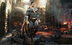 Dc Universe Online Superman In Ruined City Wallpaper