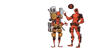 Deadpool Standing Against A Brick Wall Wallpaper