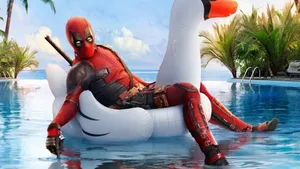 Deadpool Swimming Pool Relaxation Wallpaper