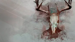 Dear Bull Skull On Grunge Background Wallpaper