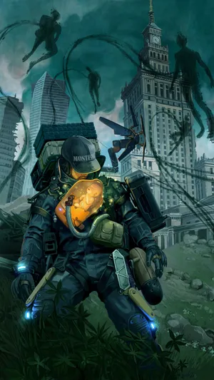 Death Stranding Sam Surrounded With Gazers Iphone Wallpaper