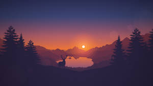 Deer Mountain Sunset Minimalist Wallpaper