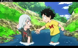 Deku And Bakugo In The River Wallpaper