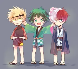 Deku And Todoroki And Bakugou Wallpaper