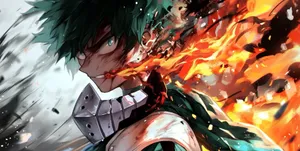 Deku Fierce Battle My Hero Academia Wallpaper