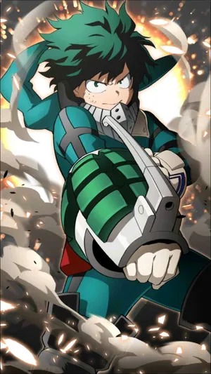 Deku Using The Grenadier Bracers Wallpaper