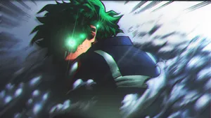 Deku With Angry Gleaming Eyes Wallpaper