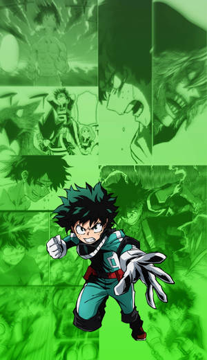 Deku With Green Manga Poster Wallpaper