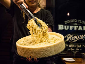 Delectable Cacio E Pepe Served In A Parmesan Wheel Wallpaper