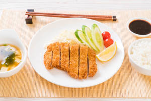 Delectable Tonkatsu With Plating Wallpaper