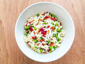 Delicious Ham And Peas Risotto Dish Wallpaper