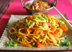 Delicious Indo-chinese Chicken Hakka Noodles Wallpaper
