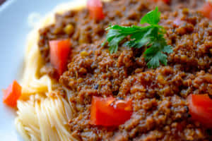 Delicious Spaghetti With Sauce Wallpaper