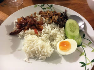 Delicious Traditional Nasi Lemak Plate Wallpaper