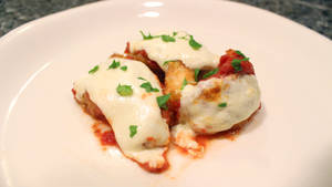 Delightful Baked Shrimp Parmigiana With Mozzarella Cheese Wallpaper