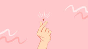 Delightful Finger Heart On Cute Pc Design Wallpaper