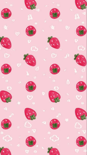 Delightful Pastel Strawberry Artwork Wallpaper