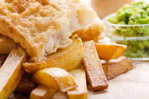 Delish Fish And Chips Close Up Wallpaper