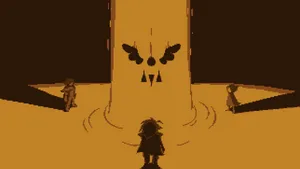 Deltarune Logo On Golden Beam Wallpaper