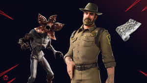 Demogorgon And Jim Hopper Stranger Things Wallpaper