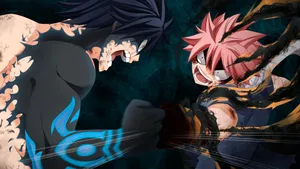 Demon Slayer Natsu Fighting Gray Wallpaper
