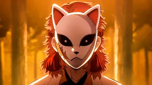 Demon Slayer Sabito Wearing Kitsune Mask Wallpaper
