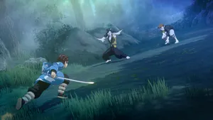 Demon Slayer Scenery Forest Fight Wallpaper