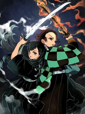 Demon Slayer Tanjiro And Muichiro Wallpaper