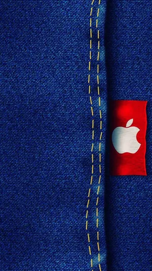 Denim Fabric With Apple Logo Wallpaper