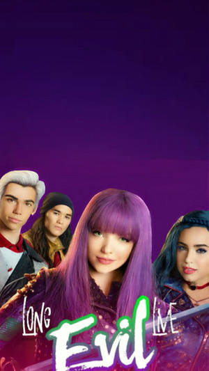 Descendants 2 Characters On Violet Background Wallpaper