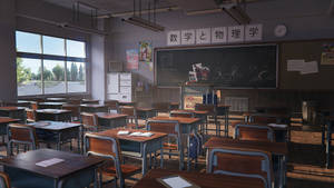 Deserted Untidy Classroom Wallpaper