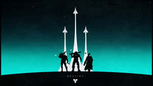 Destiny Silhouette Pixel Art Wallpaper