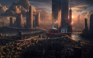 Destroyed City Sci Fi Wallpaper