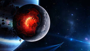 Destroyed Moon Space Background Wallpaper