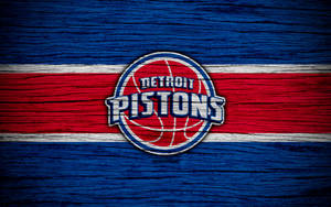Detroit Pistons Red Blue Wood Texture Wallpaper