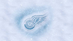 Detroit Red Wings Logo Snow Print Wallpaper